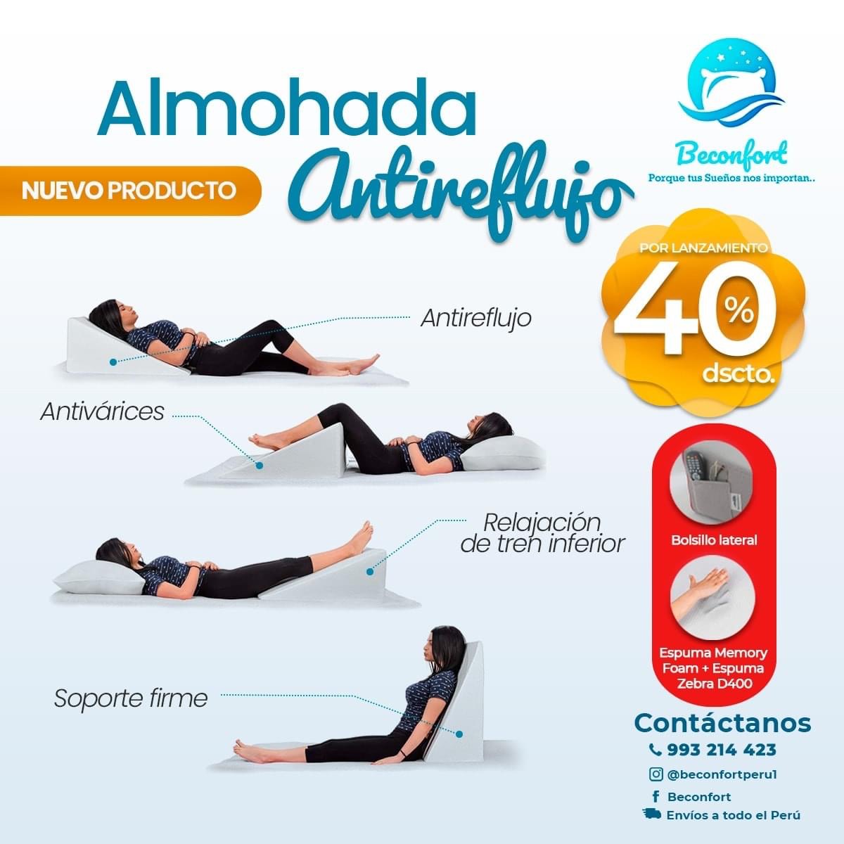 Almohada Antirreflujo Memory Foam Tech 💠 – Beconfort